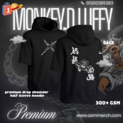 One piece Luffy premium drop shoulder half sleeve hoodie