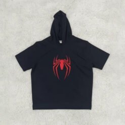 Spider Man Embroidery Half sleeve Drop shoulder Hoodie