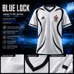 Blue lock under 20 Japan white Jersey box brush jacquard fabric